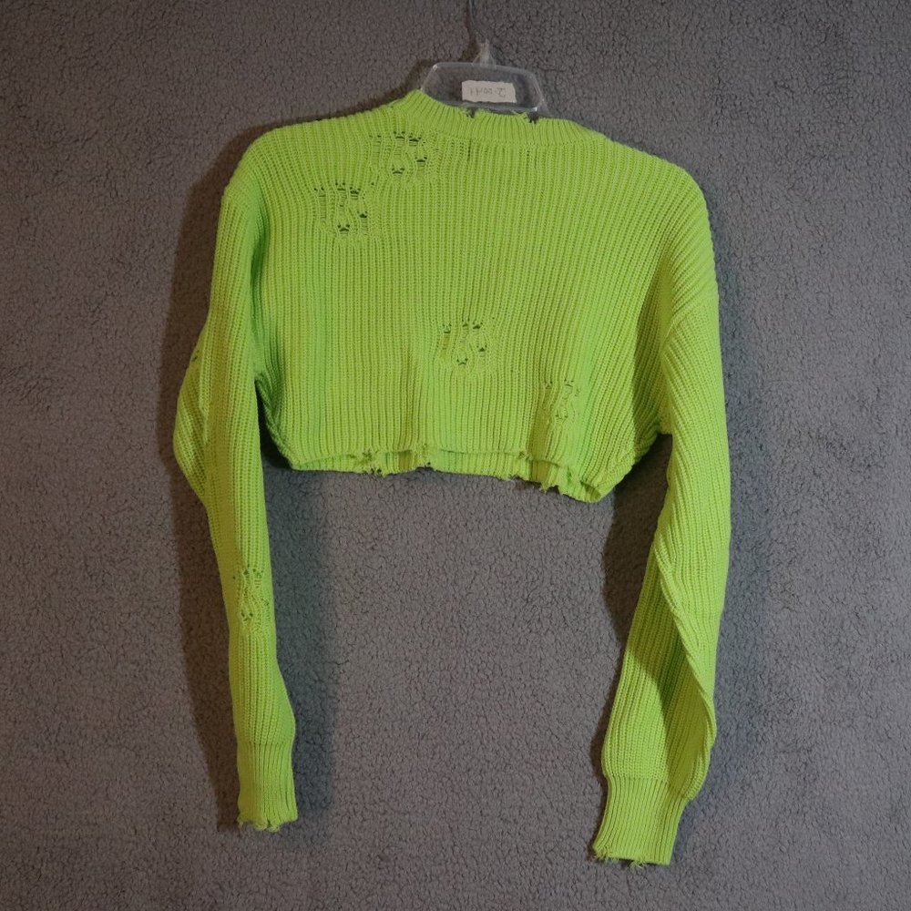SER.O.YA Women's Green Crop Top Sweater Size S - Picture 2 of 7